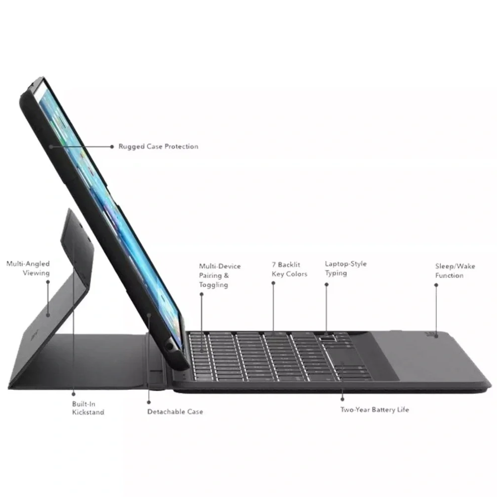 ZAGG Rugged Messenger Wireless Keyboard for iPad Pro 10.5”, 11 Inch Gray/Black